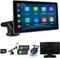 Tragbarer kabelloser Apple Carplay/Android Auto-Bildschirm fürs Auto, 9 Zoll IPS Touchscreen mit 4K-Dashcam und 1080p-Rückfahrkamera, Sprachsteuerung, BT, FM, Mirror Link für alle Fahrzeuge