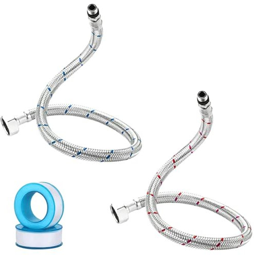 Aweisile G3/8 x M10 Tubo Doccia Flessibile 2 Pezzi Tubo Flessibile per Rubinetto da Bagno Acciaio Inossidabile Intrecciato Tubo Flessibile 80 cm Tubo Flessibile Intrecciato per Lavandino Cucina Bagno