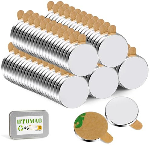 100 Piezas Imanes Adhesivos 8×1mm, Imanes neodimio de Potencia Adhesivos De Redondo para Imanes de Nevera, Manualidades,Pizarras Magnéticas,Cocina y Oficinas