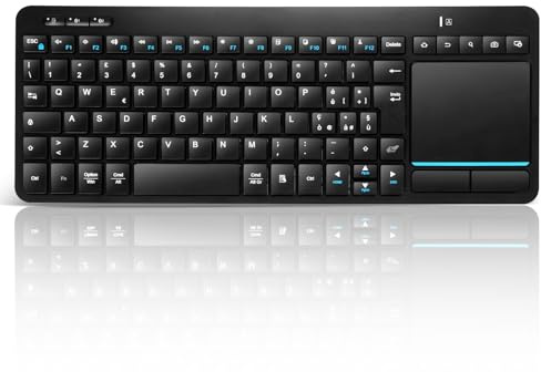 Bnnwa Clavier sans Fil Multi-appareils avec pavé Tactile-Clavier Bluetooth doté d'un Grand pavé Tactile, Compatible avec 3 appareils PC/Windows/Android/Chrome OS/Smart TV/HTPC - AZERTY