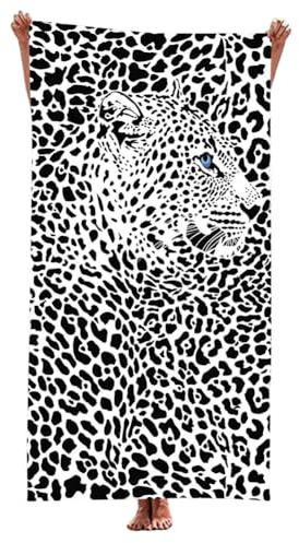 ZPSOSPZ Large Microfibre Beach Towel, Leopard Print Beach Towel，Compact and Thin Sports Towel Yoga Gym for Women Men Fast Drying Pool Towel for Beach, Pool, Camping Bath