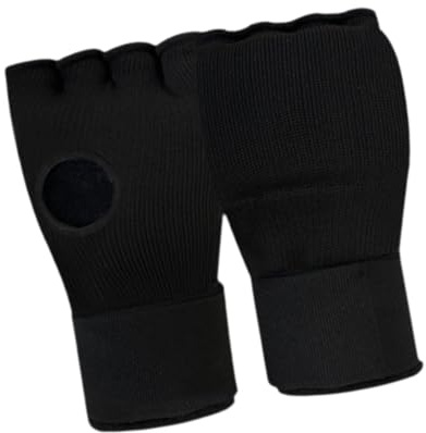 Ronyme Vendas de Gel para Boxeo, Guantes Interiores de Boxeo, Equipo Ligero Lavable, Guantes de Kickboxing de Medio para niños y niñas, Negro