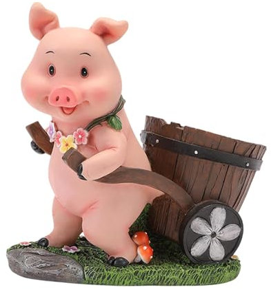 JISADER Pigne de Fleur de Fleur jardinière Mignon décoratif créatif Simple de Bureau Moderne Sculpture Animale pour Table extérieure Maison, Pigle de Charrette