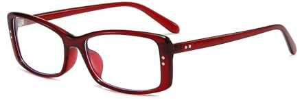 LJCZKA Rectangle Blue Light Blocking Glasses for Women Men Square Frame Rectangular Computer Gaming Anti Eyestrain Eyeglasses (Red, 0.0, x)