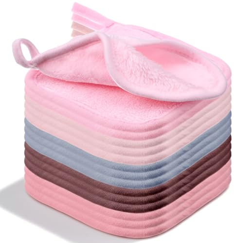 Yuanchu 15 Pcs Reusable Makeup Remover Cloths, Ultra Soft Microfiber Makeup Remover Towels for Face Eraser Cloths Gentle Eye Makeup Remover Pads for All Skin Types, 5 x 5, Multicolor