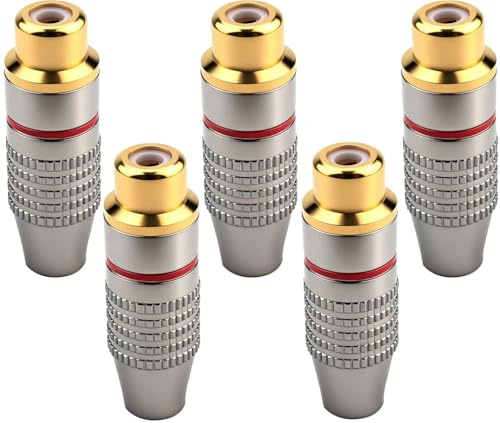 RUNCCI-YUN 5 st RCA-honuttag, RCA-lödkontakt, guldpläterat telefonuttag, adapter för multimedia och CCTV-enheter