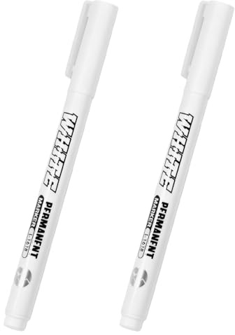 Gripiti White Permanent Marker Pens 2Pcs, 1mm Marker Pen Quick Dry Laundry Marker Pens Waterproof White Ink Pen Fabric Pens Permanent for Clothes Wood Rock Glass Metal Painting Ceramic