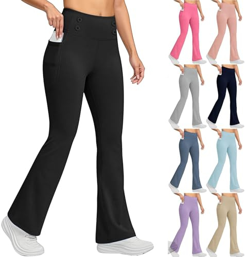 Générique Legging Polaire Femme Chaud Hiver Thermique Legging Anti Cellulite Jegging Taille Haute Doublé Polaire Doux Bootcut de Yoga et Pilates Fluide Évasé pour Exercice Pantalon Noir S