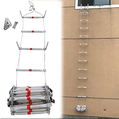KHLMSRXJ Escalera de Emergencia portátil, Escalera de Cuerda de Escalada de Alambre 3-10 para Operaciones a Gran altitud, Escalera de Incendios de aleación de Aluminio, Resistente al Fuego,