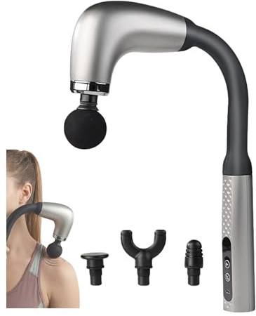 Muscle Massage Gun for Back Pain, U-Shaped Long Handle for Self Use, 9 Speed Deep Tissue Percussion Massager with Brushless Motor, Quiet Handheld Massager Mothers Day Gifts for Mum (Silicone)