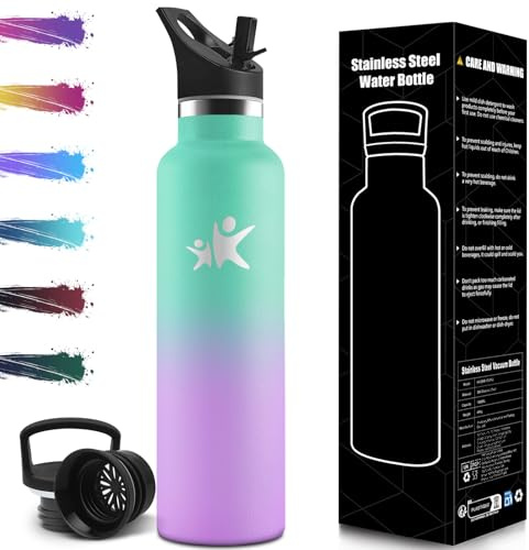 Mulbijeo Botella Agua Acero Inoxidable, 1000 ML Reutilizable Sin BPA, Botella Agua Termica, Botella Agua, Aislamiento Al Vacío de Doble Pared, Termos, Cantimplora para Adultos, Deporte