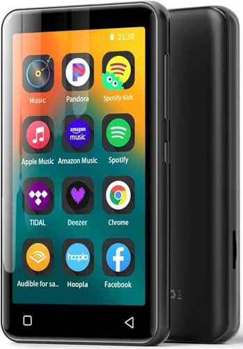 innioasis 16 GB MP3-Player mit Bluetooth und WLAN, MP3-Player, Apple Music, 4 Zoll Touchscreen, Android-Streaming, MP3, MP4-Player für Kinder Grau