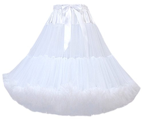 FOLOBE Adulti Lussuosa Tutu Petticoat Costume Balletto di Ballo Multi-Strato Morbido Chiffon Sottogonna in Tulle Tutu delle Donne Gonna Gonna Puffy Bianco M