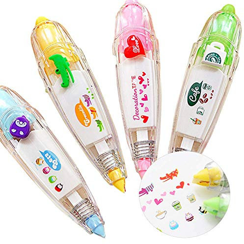 LANGING 4 x niedliche Aufkleber Maschinen Dekoration Klebeband Malerei Stift Korrekturband schöne Muster