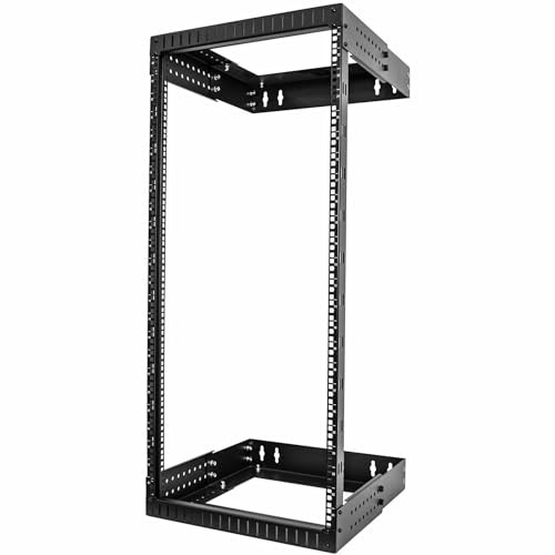 StarTech.com 2-Post 24U Heavy-Duty Wall Mount Network Rack, 19 Open Frame Server Rack with Adjustable Depth, Wall Mount Data Rack for IT / AV / Patch Panel / Computer Equipment (RACK-24U-20-WALL-OA)
