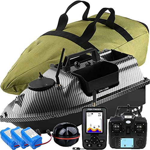 YLLLLY GPS de Pêche Sans Fil 500m - Bateau Amorceur Carpe avec LCD, Sonar et 3 Hoppers - Speedboat RC pour Fishfinders