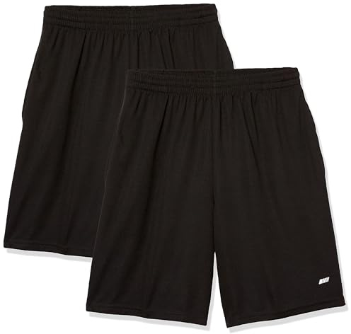 Amazon Essentials Pantalones Cortos de Entrenamiento de Corte Suelto de Alto Rendimiento para Gimnasio y Baloncesto Hombre, Pack de 2, Negro, 4XL Grande