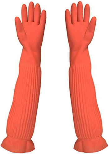 Dirfuny Gants de Vaisselle en Caoutchouc à Manche Longue, Gants de Nettoyage de Cuisine (L)