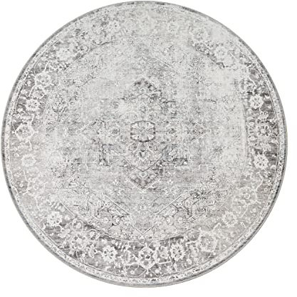 Paco Home Waschbarer Teppich Wohnzimmer Schlafzimmer Rund Vintage Muster Moderne Deko Orientalisch Ornamente Bordüre, Grösse:120 cm Rund, Farbe:Beige