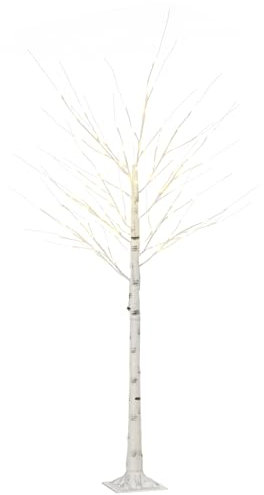 HOMCOM 180 cm Kunstbaum, Weihnachtsbaum Birken mit LED, Kunstbirke, Birkenbaum, Weihnachtsdeko für Hochzeit, Party, Geburtstag