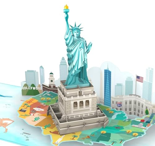 MOKIO® Carte Pop-Up – Statue de la Liberté en Amérique – Carte d'anniversaire 3D pour des vacances aux USA, Carte de vœux Amérique du Nord