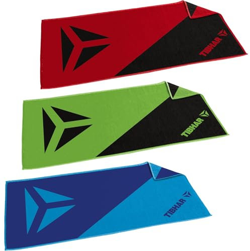 Tibhar Tischtennis Handtuch Smash Pro | 50 x 100cm | 100% Baumwolle (schwarz-rot)