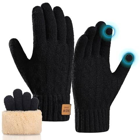 MADGININE Winter Gloves for Women & Men, Thermal Touch Screen Gloves with Fleece Lining, Warm & Stretchy for Cycling & Running (Black)