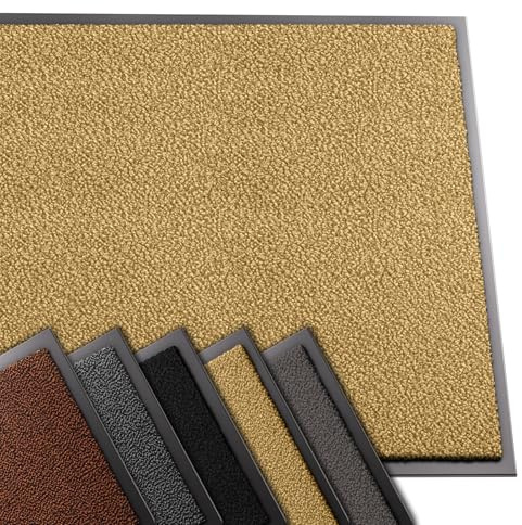VOUNOT® Entrématta för hem utomhus, entrématta, smutsbeständig, halkfri och uppfriskande, 90 x 120 cm, beige