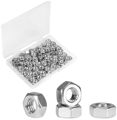 Yinpecly 100pcs M6-1.0 Hex Nut, 304 Stainless Steel Nuts,M6x1.0mm Hex Drive,Metric Coarse Thread Hexagon Nut,Small Nuts Fasteners, Right Hand, M6 Replacement Nut
