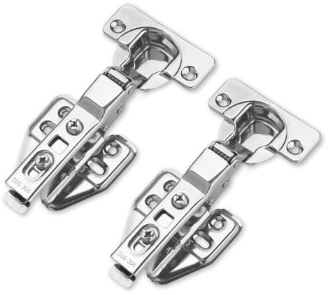 Soft-Close Hinges Stainless Steel, Cabinet & Furniture Hinges, Door Hinges for Wooden Doors, 35mm Standard Size Cup Hinge, for Wardrobe/Cupboard Doors – Removable (Half Overlay,2pcs)