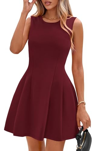 PRETTYGARDEN Women's A Line Elegant Summer Cocktail Dresses, Dark Red,M