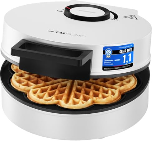 Clatronic® waffle maker, macchina per waffle, waffles piastra, rivestimento antiaderente, regolatore continuo, grado di abbronzatura selezionabile, 1200 W, WA 3832 bianca
