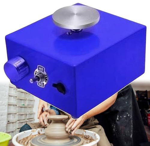 torno de alfarero, Máquina de cerámica for hacer arcilla con 8 herramientas for modelar for principiantes(Blue)