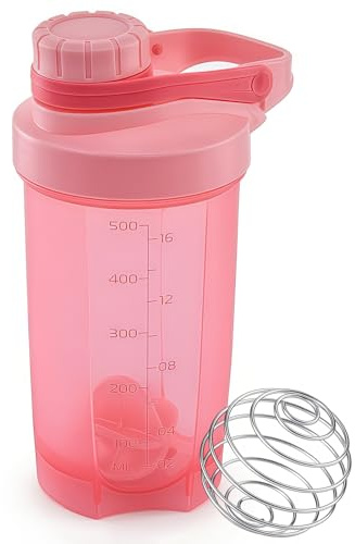 AuraFusion Shaker Shaker Botella Mezcladora de Proteínas 400ML para Deportistas Aficionados al Fitness Estudiantes para Gimnasio Entrenamiento Viajes Vaso para Batidos de Proteínas Shaker Rosa
