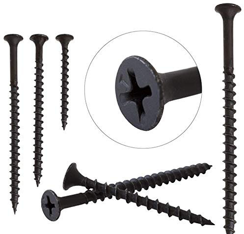 Merriway BH06763 (50 Pcs) Coarse Thread Bugle Headed Drywall Screws, Black Phosphate 25mm x 4.0mm (1 Inch x 8) - Pack of 50 Pieces