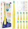 Seago Kids Electric Toothbrush 3 5 6 8 9 10 12, Childrens Rechargeable Battery Toothbrushes with Funny DIY Stickers, 2 Mins Timer, 8 Replacement Brush Heads, for Boys Girls Teenagers, SG2303(Yellow)