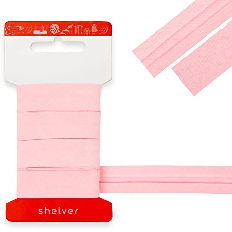 Bias Binding Tape for Sewing, Bias Tape, Bunting Tape, 20mm Single Fold, 100% Cotton, 30 Colours (Light Pink)