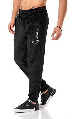 Red Bridge - Pantaloni da jogging da uomo, in velluto Signature, Nero , L