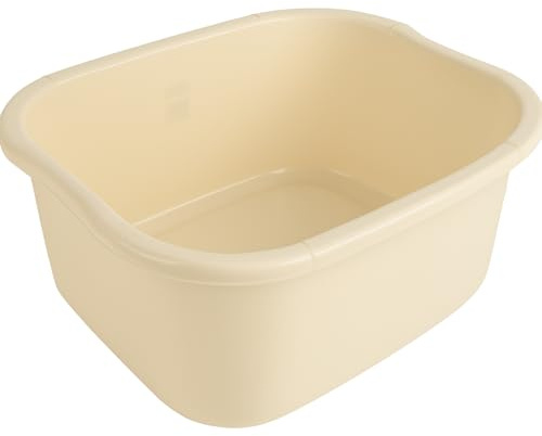 oceanevo® 11 Litres Rectangular Washing Up Bowl Basin Mixing Sink Tidy Organizer Large Plastic Kitchen Portable Dish Washtub (Cream)