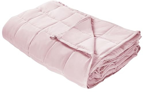Beliani Manta Pesada Rectangular 4 kg 100 x 150 cm Tejido de poliéster Acolchado Relleno de Perlas de Vidrio Rosa Nereid