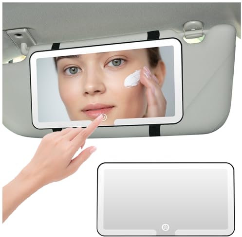 PICKONA Car Vanity Mirror with LED Lights, 3 Light Modes, Rechargeable Sun Visor Makeup Mirror