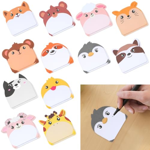 Haftnotizen Kinder, 24 Stück Haftnotizen Lustig, Kleine Haftnotizen Kinder, Klebezettel Tier Design, TierföRmiger Haftnotizblock, Mitgebsel Kindergeburtstag, Kleine Geschenke für Schulklasse, Büro