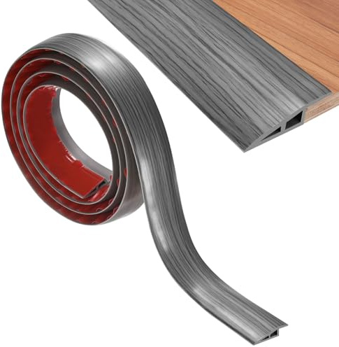 M METERXITY Regleta De Transición Para Suelo 6.56FT Regleta Autoadhesiva De PVC Para Puertos/Suelos De Baldosa/Moqueta Cubre Alturas De Hasta 2/5Inch(10mm) [Gris Oscuro Veta Madera]