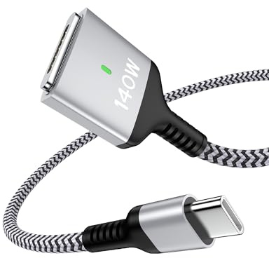 MagSafe MacBook Air Ladekabel, 1,8 m USB-C auf magnetisches 3-Kabel, 140 W schnelles Apple USB-C Mag Safe 3 Ladekabel, Typ C magnetisches Laptop-Ladekabel für MacBook Pro 16/14 Zoll, MacBook Air 15/13