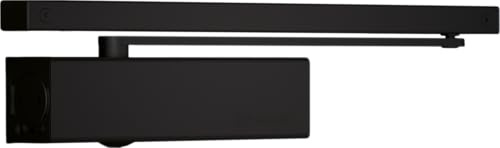 Bricard 6481023 Ferme-Porte Technologie pignon crémaillère excentré, Force 2-5 (100kg), bras à glissière, Montage inversé côté paumelles,Noir