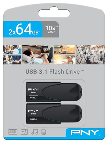PNY Pack di 2 Unità Flash 64GB Attaché 4 USB 3.1