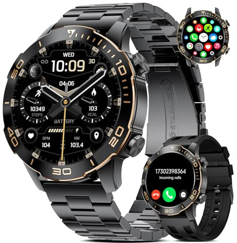 SUNKTA Orologio militare da uomo con funzione telefonica, display fai da te, batteria da 500 mAh, 5 ATM, impermeabile, con 100 + modalità sportive, frequenza cardiaca 24/7, monitor del sonno, SpO2 per
