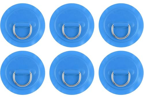 TopHomer 6 st blå PVC-lappkuddar, uppblåsbart båtrepfästspänne, D-ringplåster för att säkra paddleboards, fiskeutrustning, kajaksladd