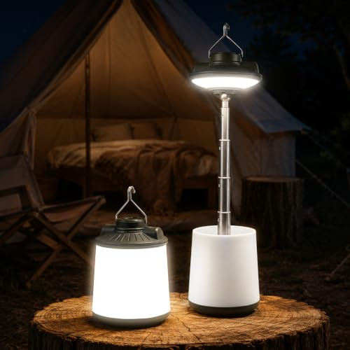 BoloShine Lámpara Camping Recargable, Lámpara LED Portátil, 6 Modos, USB Linterna Camping con Gancho, 600LM Impermeable Luz de Emergencia para Acampar, Caminar, Pescar, Emergencias, Cortes de Energía