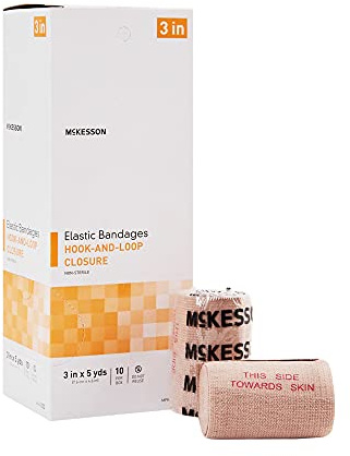 McKesson Elastic Bandage, Non-Sterile, Hook and Loop Closure, 3 in x 5 yds, 10 Count, 1 Pack